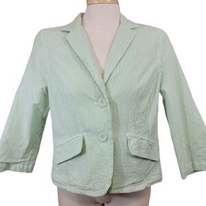 GAP Green And White Striped Button Front Blazer Jacket size 6